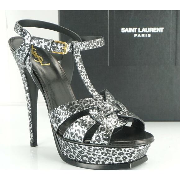 Saint Laurent Leopard Spotted Tribute T strap Platform Sandal SZ 40 10 New $995 - Picture 1 of 11